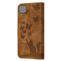 For Samsung Galaxy A42 5G Butterfly Cat Embossing Flip Leather Phone Case(Brown)