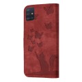 For Samsung Galaxy A51 4G Butterfly Cat Embossing Flip Leather Phone Case(Red)