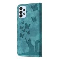 For Samsung Galaxy A52 5G / A52S Butterfly Cat Embossing Flip Leather Phone Case(Wathet)