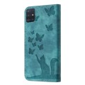 For Samsung Galaxy A71 4G Butterfly Cat Embossing Flip Leather Phone Case(Wathet)