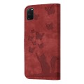 For Samsung Galaxy S20 Butterfly Cat Embossing Flip Leather Phone Case(Red)