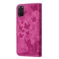 For Samsung Galaxy S20+ Butterfly Cat Embossing Flip Leather Phone Case(Pink)