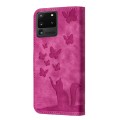 For Samsung Galaxy S20 Ultra Butterfly Cat Embossing Flip Leather Phone Case(Pink)