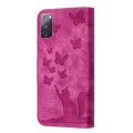 For Samsung Galaxy S20 FE Butterfly Cat Embossing Flip Leather Phone Case(Pink)