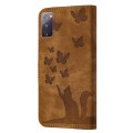 For Samsung Galaxy S20 FE Butterfly Cat Embossing Flip Leather Phone Case(Brown)