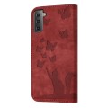 For Samsung Galaxy S21 5G Butterfly Cat Embossing Flip Leather Phone Case(Red)