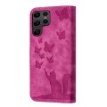 For Samsung Galaxy S23 Ultra 5G Butterfly Cat Embossing Flip Leather Phone Case(Pink)