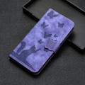 For Samsung Galaxy A35 Butterfly Cat Embossing Flip Leather Phone Case(Purple)