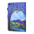 For Samsung Galaxy Tab A9+ Coloured Drawing Stitching Flip PU Tablet Case with Sleep / Wake-up Funct