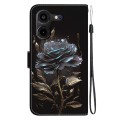 For Tecno Pova 5 Pro Crystal Texture Colored Drawing Leather Phone Case(Black Rose)