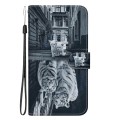 For Tecno Pova 5 Pro Crystal Texture Colored Drawing Leather Phone Case(Cat Tiger Reflection)