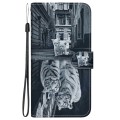 For Tecno Spark 20 Pro Crystal Texture Colored Drawing Leather Phone Case(Cat Tiger Reflection)