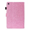 For Samsung Galaxy Tab A9+ Glitter Powder Smart PU Tablet Case with Sleep / Wake-up Function(Pink)