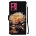 For Motorola Moto G84 Crystal Texture Colored Drawing Leather Phone Case(Gold Peony)