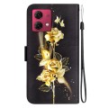 For Motorola Moto G84 Crystal Texture Colored Drawing Leather Phone Case(Gold Butterfly Rose)