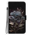 For Motorola Moto G84 Crystal Texture Colored Drawing Leather Phone Case(Black Rose)