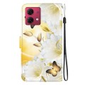 For Motorola Moto G84 Crystal Texture Colored Drawing Leather Phone Case(Gold Butterfly Epiphyllum)
