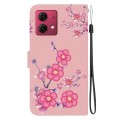 For Motorola Moto G84 Crystal Texture Colored Drawing Leather Phone Case(Cherry Blossoms)