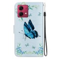 For Motorola Moto G84 Crystal Texture Colored Drawing Leather Phone Case(Blue Pansies)