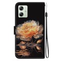 For Motorola Moto G54 Crystal Texture Colored Drawing Leather Phone Case(Gold Peony)
