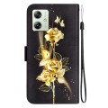 For Motorola Moto G54 Crystal Texture Colored Drawing Leather Phone Case(Gold Butterfly Rose)