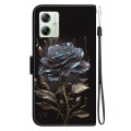 For Motorola Moto G54 Crystal Texture Colored Drawing Leather Phone Case(Black Rose)