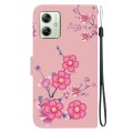 For Motorola Moto G54 Crystal Texture Colored Drawing Leather Phone Case(Cherry Blossoms)