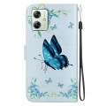 For Motorola Moto G54 Crystal Texture Colored Drawing Leather Phone Case(Blue Pansies)