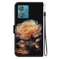 For Motorola Edge 40 Neo Crystal Texture Colored Drawing Leather Phone Case(Gold Peony)
