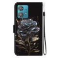 For Motorola Edge 40 Neo Crystal Texture Colored Drawing Leather Phone Case(Black Rose)