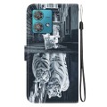 For Motorola Edge 40 Neo Crystal Texture Colored Drawing Leather Phone Case(Cat Tiger Reflection)