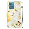 For Motorola Edge 40 Neo Crystal Texture Colored Drawing Leather Phone Case(Gold Butterfly Epiphyllu