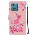 For Motorola Edge 40 Neo Crystal Texture Colored Drawing Leather Phone Case(Cherry Blossoms)