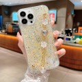 For iPhone 15 Pro Starry Sequin Love Gem Chain Epoxy TPU Phone Case(Yellow)