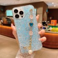 For iPhone 12 Starry Sequin Love Gem Chain Epoxy TPU Phone Case(Blue)