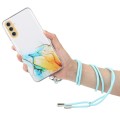 For Samsung Galaxy S24 5G Hollow Marble Pattern TPU Shockproof Phone Case with Rope(Yellow)