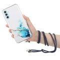 For Samsung Galaxy S24 5G Hollow Marble Pattern TPU Shockproof Phone Case with Rope(Blue)