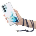 For Samsung Galaxy S24 Ultra 5G Hollow Marble Pattern TPU Shockproof Phone Case with Rope(Blue)