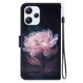For Xiaomi Redmi 12 Crystal Texture Colored Drawing Leather Phone Case(Purple Peony)