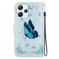 For Xiaomi Redmi 12 Crystal Texture Colored Drawing Leather Phone Case(Blue Pansies)