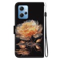 For Xiaomi Redmi Note 12 4G Global Crystal Texture Colored Drawing Leather Phone Case(Gold Peony)
