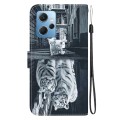 For Xiaomi Redmi Note 12 4G Global Crystal Texture Colored Drawing Leather Phone Case(Cat Tiger Refl