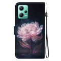 For Xiaomi Redmi Note 12 5G Crystal Texture Colored Drawing Leather Phone Case(Purple Peony)