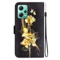 For Xiaomi Redmi Note 12 5G Crystal Texture Colored Drawing Leather Phone Case(Gold Butterfly Rose)