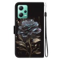 For Xiaomi Redmi Note 12 5G Crystal Texture Colored Drawing Leather Phone Case(Black Rose)