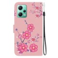For Xiaomi Redmi Note 12 5G Crystal Texture Colored Drawing Leather Phone Case(Cherry Blossoms)
