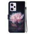 For Xiaomi Redmi Note 12 Pro Crystal Texture Colored Drawing Leather Phone Case(Purple Peony)