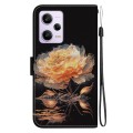 For Xiaomi Redmi Note 12 Pro Crystal Texture Colored Drawing Leather Phone Case(Gold Peony)