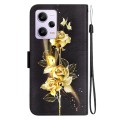 For Xiaomi Redmi Note 12 Pro Crystal Texture Colored Drawing Leather Phone Case(Gold Butterfly Rose)