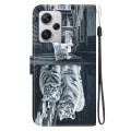 For Xiaomi Redmi Note 12 Pro+ Crystal Texture Colored Drawing Leather Phone Case(Cat Tiger Reflectio